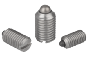 Spring plungers with slot and thrust pin, stainless steel - inch