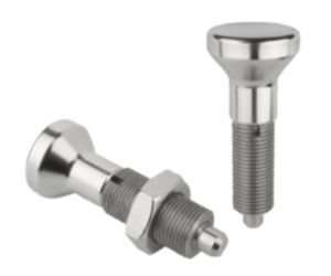 Indexing plungers, stainless steel, without collar, with stainless steel mushroom grip - inch