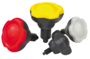 indexing plungers, steel with plastic five lobe grip - inch