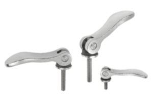 Cam levers, steel, adjustable with external thread, plastic thrust washer and steel stud - inch