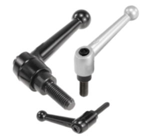 Clamping levers, die-cast zinc with external thread, threaded insert black oxidised steel - inch