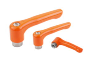 Clamping levers, die-cast zinc, flat with internal thread, threaded insert stainless steel - inch