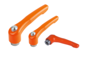 Clamping levers, die-cast zinc with internal thread and protective cap, threaded insert stainless steel - inch