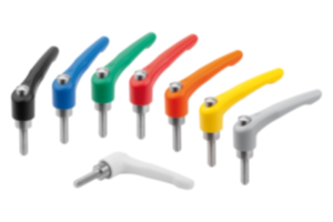 Clamping levers, die-cast zinc with external thread and protective cap, threaded pin stainless steel - inch