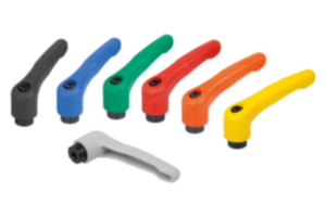 Clamping levers, plastic with internal thread, threaded insert black oxidised steel - inch Clamping levers, plastic with internal thread, threaded insert black oxidised steel - inch