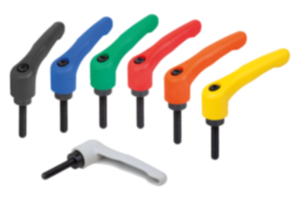 Clamping levers, plastic with external thread, threaded insert black oxidised steel - inch Clamping levers, plastic with external thread, threaded insert black oxidised steel - inch