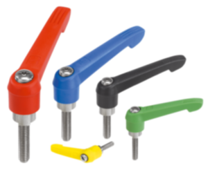 Clamping levers, plastic with external thread, threaded insert stainless steel - inch