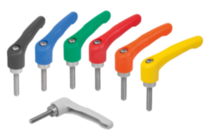 Manette indexable en plastique avec filetage, insert fileté en inox - inch