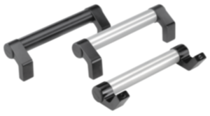 Tubular handles, aluminium, angled with aluminium grip legs